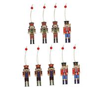 Mipcase 9Pcs Walnut Soldier Pendant Printed Wooden Christmas Tree Ornaments Xmas Decor Accessories for Festive Home and Party Decoration