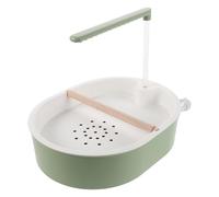 Mipcase Automatic Bird Bath with Pump for Parrots, Large Indoor Bird Shower Tub with Running Water, Adjustable Water Pump, Tube, Beech Wood Perch - Suitable for Budgie, Cockatiel, Conure,