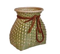 Mipcase Bamboo Flower Basket Grey Wicker Storage Small Wicker Basket Indoor Rustic Style