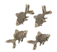 Mipcase Bird Bath Copper Disk - Brass Fish Shaped Cleaner for Outdoor Birdbaths and Fountains, 4pcs Brass Disks for Robins and Small Birds on Lawn