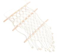 Mipcase Bohemian Style Cotton Rope and Wood Magazine Holder Hanging Yarn Storage Organizer with Space-saving Design for Home and Conference Room Beige Wall-mounted File Storage Bag