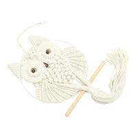 Mipcase Boho Owl Wall Hanging Art Tassel Design Woven Cotton Rope and Wood Lightweight Macrame Wall Decor for Door and Home Decor