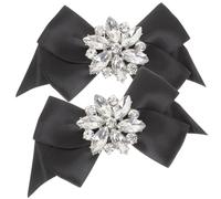 Mipcase Bow Shoe Clips Buckles Black Fabric Shoe Decor Accessories 2pcs Set for Women’s Pumps Wedding High Heel Charm