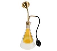 Mipcase Brass and Double Wall Glass Smelling Bottle for Essential Oils - Portable Aromatherapy Diffuser Flask with Long Pump for Spa Fragrance Sampling and Aroma Testing