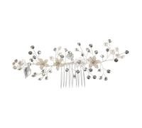 Mipcase Bridal Hair Comb Silver Tone with Sparkly Crystal and Faux Pearl Leaf Elegant Wedding Hair Accessory for Brides Bridesmaids Photoshoots Secure Updo Enhancer for Women