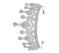 Mipcase Bride Wedding Tiara Silver Crown Heart Shaped Alloy Headband Hair Accessory for Women for Weddings Birthdays Festivals and Special Occasions