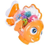 Mipcase Bump and Go Light up Car Fish with Moving Gears and Screwdriver Set, Battery Operated Mechanical Fish for 1-3 Years, Cartoon Vehicle