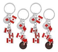 Mipcase Canadian Flag Keychain: 4PCS Canadian National Key Ring Canadian Souvenirs Keychain Purse Charms Maple Leaf Keychain for Tourists Students Collectors