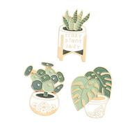 Mipcase Cartoon Potted Plant Brooches Lapel Pins Lightweight Alloy 3pcs Decorative Accessories for Bags and Christmas Party Dressing