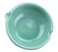 Mipcase Ceramic Ink Dish with Brush Holder and Water Container Green Calligraphy Ink Plate for Chinese Painting and Drawing Supplies for Brush Pen Washing