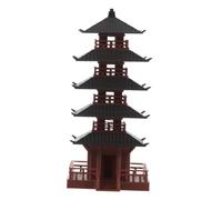 Mipcase Chinese Tower Figurine Brown Plastic Vintage Decor for Mini Garden