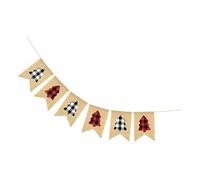 Mipcase Christmas Burlap Banner Plaid Hanging Decor with Christmas Tree Design Rustic Xmas Party Supplies for Living Bedroom Office Dorm Easy to Hang Festive Garland