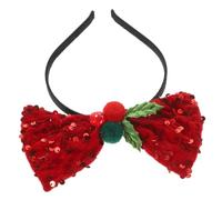 Mipcase Christmas Headband Bow Hair Band Boys and Girls Xmas Party Hair Accessory Red Velvet Sequin Bow Headband Festival Costume Headdress for Children