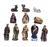 Mipcase Christmas Nativity Ornament with Jesus Figurines Resin Religious Nativity Scene Decoration for Home Living Bedroom Holiday Faith Celebration