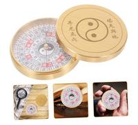 Mipcase Classical Portable Round Copper Compass Lid Miniature Vintage Design for Navigation Lightweight Ancient Chinese Style Luopan for Outdoor Adventures and Home