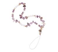 Mipcase Colorful Stone Pearl Beaded Phone Strap Delicate Mobile Phone Lanyard with Light Purple Pearls Hand Wrist Hanging Charm and Keychain Accessory