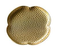 Mipcase Copper Teacup Tray Round Four-Leaf Motif Pure Copper Tea Set Accessory for Home Gongfu Tea Ceremony Teacup Stand Tearoom Supply