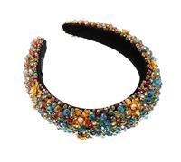 Mipcase Crystal Bejewelled Headband Rhinestone Beaded Hair Hoop Padded Fabric Flower Design Chic Elegant Style Long Serving Life Suitable for Moms Colleagues Party and Daily Fashion