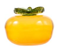Mipcase Delicate Glass Persimmon Craft Ornament Yellow Simulation Glass Persimmon Statue for Home Decoration for Living Room and Office Display