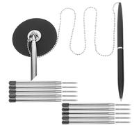 Mipcase Desktop Writing Pen with Chain and Rotatable Metal Base Office Business Signing Pen with 10 Refill Ink Cartridges for Bank Counter and Reception Use Random Color