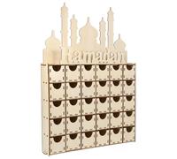 Mipcase DIY Palace Wooden Advent Calendar 5 Pcs Ramadan Countdown Wooden Decor Creative Eid Mubarak Themed Appearance Desk and Table Decoration Home Ramadan Ornament