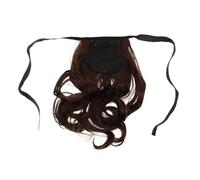 Mipcase Drawstring Curly Ponytail Hair Extension Light Brown 2m30 Short Wavy High Ponytail Human Hair Wig for Women Hairpieces