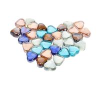 Mipcase Elegant Aquarium Ornaments Heart Shaped Glass Stones 500g Mixed Color Decorative Gravel for Aquarium and Garden