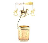 Mipcase European Style Rotating Candle Holder Carousel Candlestick Stand with Iron and Glass for Dinner Table Décor, Modern Minimalist Design Suitable for Home and Party Use