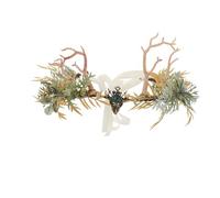 Mipcase Fairy Antler Crown Headpiece, Branch Elven Crown, Green Metal Plastic Cloth Full Ring, Easy to Put, Nonslip, for Women, Roleplay Costumes and Festivals