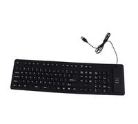 Mipcase Foldable Silicone Keyboard 109 Keys Ultra-thin Wired USB External Compact Keyboard Silent Soft Touch for Laptop Desktop Black