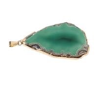 Mipcase Green Agate Slice Pendants with Gold Edged Border, Irregular Agate Jewelry Charms for DIY Necklace, Wind Chime Craft Making Accessories, Delicate Pendant for Jewellery Making