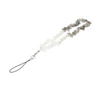 Mipcase Handmade Pearl Beaded Phone Chain with Crystal Stone Beads Anti-lost Mobile Phone Wrist Strap for Women and Grey-green