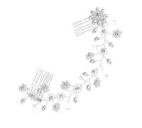 Mipcase Handmade Silver Bridal Pearl Crystal Hair Comb Double-head Side Comb Wedding Hair Accessory for Women Bridesmaids