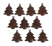 Mipcase Jingle Bells Iron Christmas Tree Shaped Rustic Christmas Handmade 10pcs Ornaments with Weathered Look Brown Vintage Hanging Decorations for Door