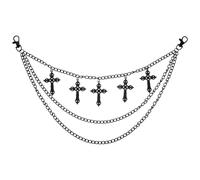Mipcase Layered Hollow Cross Pendant Pant Chain for Women Gothic Hip Hop Style Decorative Multi-layer Punk Body Jewelry Accessory