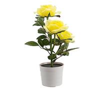 Mipcase Led Rose Solar Lights Artificial Flower Pot Solar-Powered Nightlight Yellow