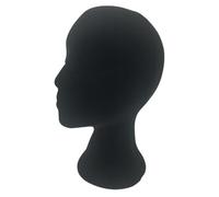 Mipcase Lifelike Black Bald Head Model for Cosmetology Practice, Female Artificial Wig Display Mold, Salon Training Mannequin Head for Wig Styling and Hat Showing