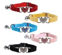 Mipcase Love Cat Adjustable Cat with Bell Heart Rhinestone Sparkling Pink for Kitten