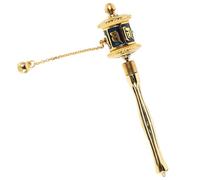 Mipcase Medium Blue Alloy Handheld Tibetan Prayer Wheel Double Bearings Mini Spinning Buddhist Prayer Wheel for Travel and Home Décor Painted Six-syllable Incantation