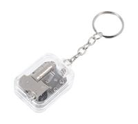 Mipcase Mini Acrylic Music Box Keychain Silver Square Creative Key Pendant Decor with Metal for Backpacks and Bag Hanging Accessories