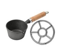 Mipcase Mini Cast Iron Pot with Wood Handle 10cm Small Butter Warmer Pan for Quick Heating Versatile Cooking of Omelettes and Dumplings, Suitable for Indoor Use and Camping