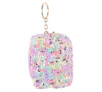 Mipcase Mini Sequin Coin Purse Keychain Rainbow Small Change Wallet Pouch for Tiny Makeup Bag with Key Ring