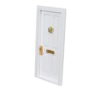 Mipcase Miniature Wooden Dollhouse Door Ornament, 4-panel White Mini House Door Model for Fairy Garden and Dollhouse Furniture Accessories