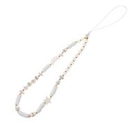 Mipcase Moon Star Beaded Phone Charm Strap for Women Handmade Soft Clay Pearl Phone Lanyard Wrist Strap Anti-lost in White