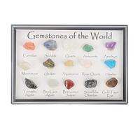 Mipcase Natural Crystal Mineral Specimens 15 Pieces Raw Ore Stones Geological Teaching Samples Natural Gemstone Collection for Home and Office Decoration