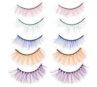 Mipcase Natural Fake Eyelashes Create Eye Makeup and Natural Effect 5 Pairs Simulation Material with Fashionable Realistic Style Lightweight and Comfortable for Party and Photo Taking