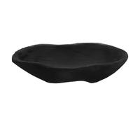 Mipcase Natural Wood Bird Bath Bowl with Butterfly Feeder, Large Black Paulownia Tray Ground Birdbath Replacement for Outdoor Garden Hummingbird and Butterfly Watering Station