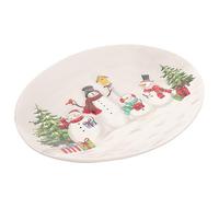 Mipcase Nordic Christmas Embossed Ceramic Serving Plate Oval Dessert Dish for Dinner Table Decoration and Sauce Dipping Elegant Porcelain Plate for Holiday Meals and Gifts