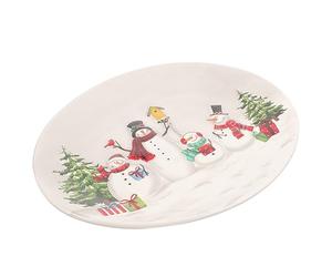 Mipcase Nordic Christmas Embossed Ceramic Serving Plate Oval Dessert Dish for Dinner Table Decoration and Sauce Dipping Elegant Porcelain Plate for Holiday Meals and Gifts