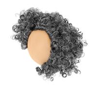 Mipcase Old Bald Cap with Fluffy Grey Curly Wig, Short Synthetic Hairpiece for Halloween Costume Party, Adult Bald Caps and Old Costume Accessories